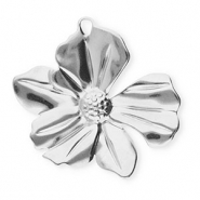 Roestvrij stalen (RVS) Stainless steel bedels bloem Silver