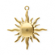 Roestvrij stalen (RVS) Stainless steel bedels zon Gold