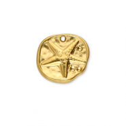 Roestvrij stalen (RVS) Stainless steel bedels rond met zeester Gold