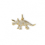 Brass TQ metaal bedels dinosaurus met strass Gold-transparent