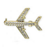Broches vliegtuig met strass Gold-crystal