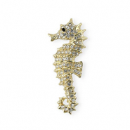 Broches zeepaardje met strass Gold-crystal-black