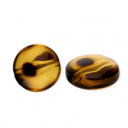 Acryl kralen rondellen met luipaardprint Transparent amber brown