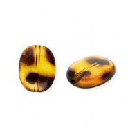 Acryl kralen ovaal met luipaardprint Transparent amber brown