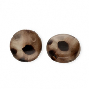 Acryl kralen rondellen met luipaardprint Transparent brown-dark brown