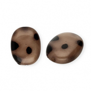 Acryl kralen ovaal met luipaardprint Brown-dark brown