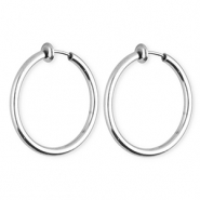 Roestvrij stalen (RVS) Stainless steel clip oorbellen / creolen Silver