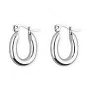 Roestvrij stalen (RVS) Stainless steel oorbellen / creolen ovaal Silver