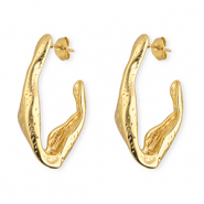 Roestvrij stalen (RVS) Stainless steel oorbellen / oorstekers ovaal Gold