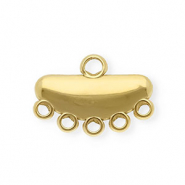 BY31® Roestvrij stalen (RVS) Stainless steel onderdelen tussenstuk half ovaal met 6 oogjes Gold