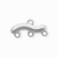 BY31® Roestvrij stalen (RVS) Stainless steel onderdelen tussenstuk golvend met 4 oogjes Silver