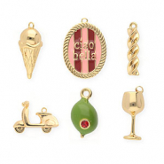 BY31® Eco-brass metaal bedels voordeelverpakking (6 stuks) Gold-olive green-light pink-red