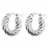 BY31&reg; Roestvrij stalen (RVS) Stainless steel oorbellen / creolen twisted Silver