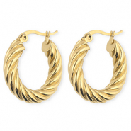 BY31&reg; Roestvrij stalen (RVS) Stainless steel oorbellen / creolen twisted Gold
