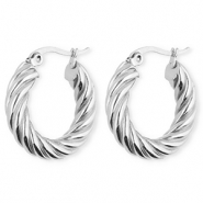 BY31&reg; Roestvrij stalen (RVS) Stainless steel oorbellen / creolen twisted Silver