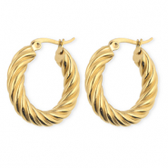 BY31&reg; Roestvrij stalen (RVS) Stainless steel oorbellen / creolen twisted Gold