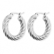 BY31&reg; Roestvrij stalen (RVS) Stainless steel oorbellen / creolen twisted Silver