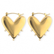 BY31&reg; Roestvrij stalen (RVS) Stainless steel onderdelen oorbellen&nbsp;/&nbsp;creolen hart met 5 oogjes Gold