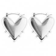 BY31&reg; Roestvrij stalen (RVS) Stainless steel onderdelen oorbellen&nbsp;/&nbsp;creolen hart met 5 oogjes Silver