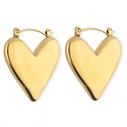BY31&reg; Roestvrij stalen (RVS) Stainless steel oorbellen / creolen hart Gold