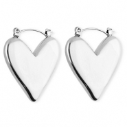 BY31&reg; Roestvrij stalen (RVS) Stainless steel oorbellen / creolen hart Silver