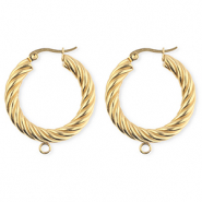 BY31&reg; Roestvrij stalen (RVS) Stainless steel onderdelen oorbellen&nbsp;/&nbsp;creolen twisted met oogje Gold