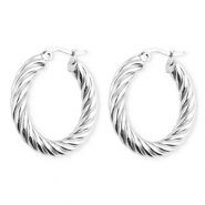 BY31&reg; Roestvrij stalen (RVS) Stainless steel oorbellen / creolen twisted Silver