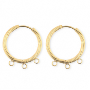 BY31&reg; Roestvrij stalen (RVS) Stainless steel onderdelen oorbellen&nbsp;/&nbsp;creolen twisted met 3 oogjes Gold