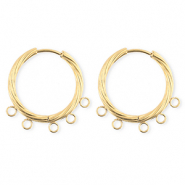 BY31&reg; Roestvrij stalen (RVS) Stainless steel onderdelen oorbellen&nbsp;/&nbsp;creolen twisted met 5 oogjes Gold