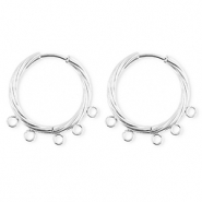 BY31&reg; Roestvrij stalen (RVS) Stainless steel onderdelen oorbellen&nbsp;/&nbsp;creolen twisted met 5 oogjes Silver