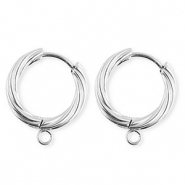 BY31&reg; Roestvrij stalen (RVS) Stainless steel onderdelen oorbellen&nbsp;/&nbsp;creolen twisted met oogje Silver