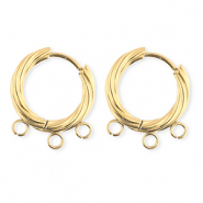 BY31&reg; Roestvrij stalen (RVS) Stainless steel onderdelen oorbellen&nbsp;/&nbsp;creolen twisted met 3 oogjes Gold
