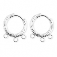 BY31&reg; Roestvrij stalen (RVS) Stainless steel onderdelen oorbellen&nbsp;/&nbsp;creolen twisted met 3 oogjes Silver