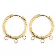 BY31&reg; Roestvrij stalen (RVS) Stainless steel onderdelen oorbellen&nbsp;/&nbsp;creolen twisted met 3 oogjes Gold