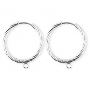 BY31&reg; Roestvrij stalen (RVS) Stainless steel onderdelen oorbellen&nbsp;/&nbsp;creolen twisted met oogje Silver