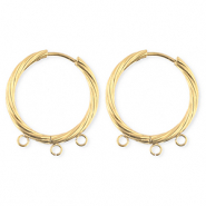 BY31&reg; Roestvrij stalen (RVS) Stainless steel onderdelen oorbellen&nbsp;/&nbsp;creolen twisted met 3 oogjes Gold