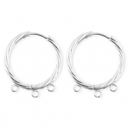 BY31&reg; Roestvrij stalen (RVS) Stainless steel onderdelen oorbellen&nbsp;/&nbsp;creolen twisted met 3 oogjes Silver