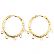 BY31&reg; Roestvrij stalen (RVS) Stainless steel onderdelen oorbellen&nbsp;/&nbsp;creolen twisted met 5 oogjes Gold