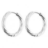 BY31&reg; Roestvrij stalen (RVS) Stainless steel oorbellen / creolen twisted Silver