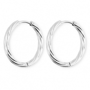 BY31&reg; Roestvrij stalen (RVS) Stainless steel oorbellen / creolen twisted Silver