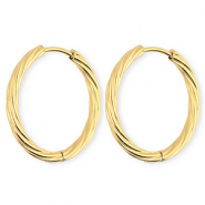 BY31&reg; Roestvrij stalen (RVS) Stainless steel oorbellen / creolen twisted Gold