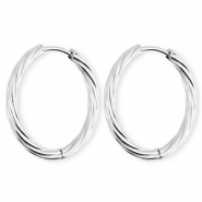 BY31&reg; Roestvrij stalen (RVS) Stainless steel oorbellen / creolen twisted Silver