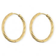 BY31&reg; Roestvrij stalen (RVS) Stainless steel oorbellen / creolen twisted Gold