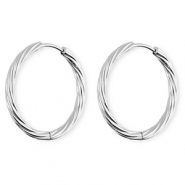 BY31&reg; Roestvrij stalen (RVS) Stainless steel oorbellen / creolen twisted Silver