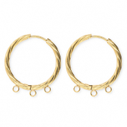 BY31&reg; Roestvrij stalen (RVS) Stainless steel onderdelen oorbellen&nbsp;/&nbsp;creolen twisted met 3 oogjes Gold