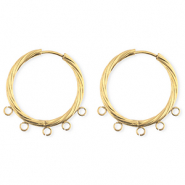 BY31&reg; Roestvrij stalen (RVS) Stainless steel onderdelen oorbellen&nbsp;/&nbsp;creolen twisted met 5 oogjes Gold