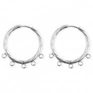 BY31&reg; Roestvrij stalen (RVS) Stainless steel onderdelen oorbellen&nbsp;/&nbsp;creolen twisted met 5 oogjes Silver
