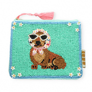 BY31® Etui teckel met bloemetjes Mint green-brown-light blue-pink-white