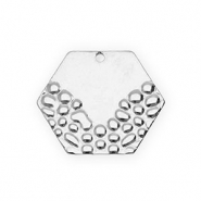 Roestvrij stalen (RVS) Stainless steel bedels hexagon Silver