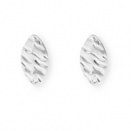 Roestvrij stalen (RVS) Stainless steel onderdelen oorbellen / oorstekers ovaal met oogje Silver